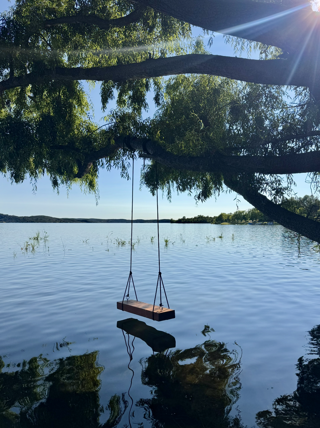 Aerial of the glassy lake